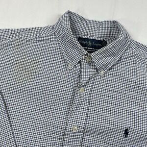 Ralph Lauren Mens Large Stretch Cotton Long Sleeve Button Up Blue Plaid